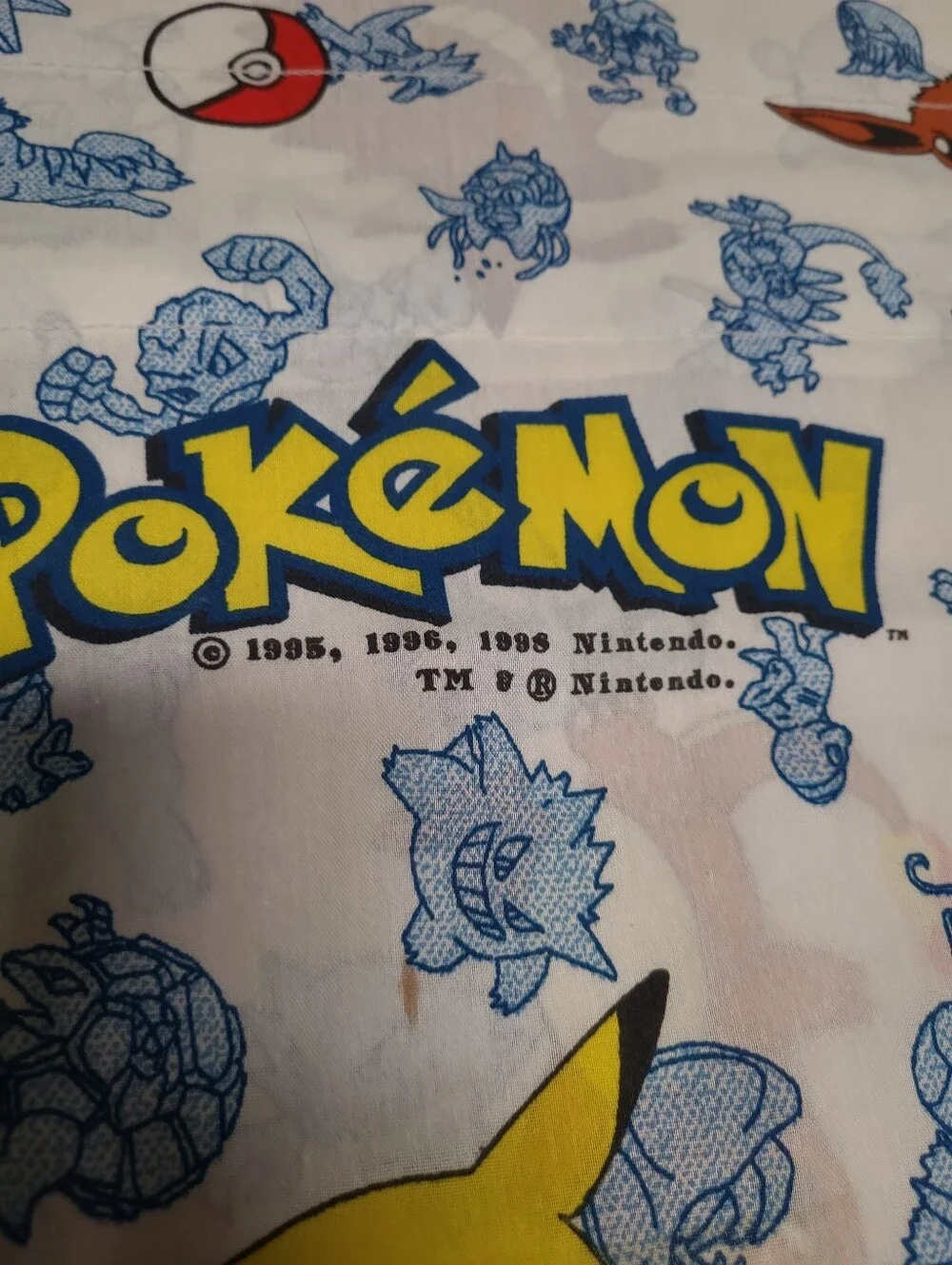 Vintage 1998 Pokemon Window Valance Curtains Pair Pikachu Snorlax Nintendo 83x17